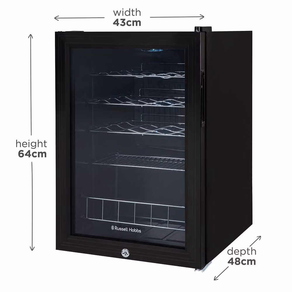 Russell Hobbs 62 Litre Glass Door Drinks and Wine Cooler with Lock, Black, W/D/H: 43 x 40 x 83 cm – 5