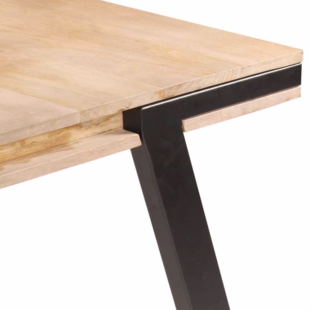 Berkfield Home Rectangular Solid Mango Wood Dining Table in Brown, W/D/H: 180 x 90 x 76 cm – 3