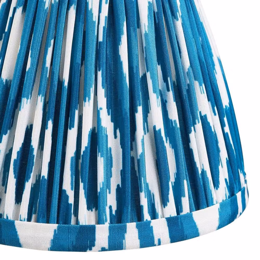 Netlighting Trobridge Rechargeable LED Table Lamp with Blue Fabric Shade and Gold Brass Base – 3
