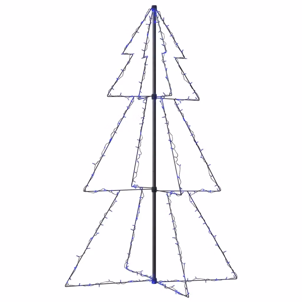 Berkfield Home Christmas Cone Tree with 200 LEDs for Indoor and Outdoor Use, Blue, W: 98 cm, H: 150 cm – 2