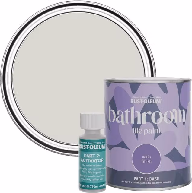 Rust-Oleum Satin Finish Bathroom Tile Paint in Beige and Grey, 0.75 l