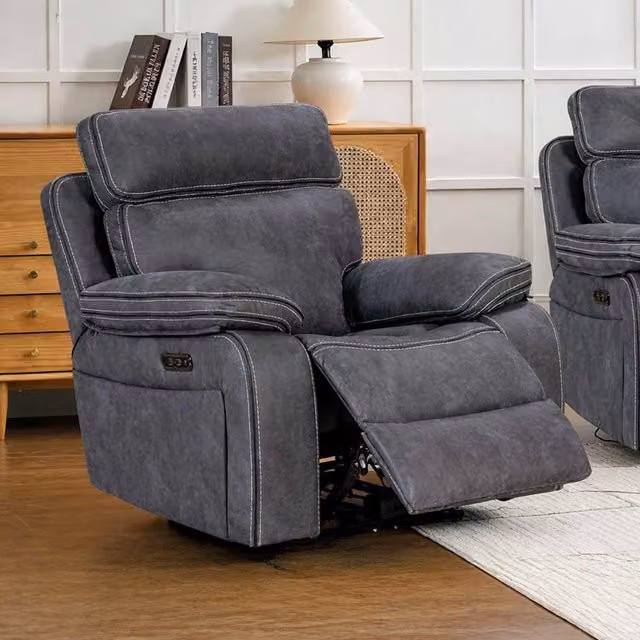Furnishings For Less UK Tokyo Grey Synthetic Leather Electric Reclining Single Seater Power Armchair with USB Charging – 2