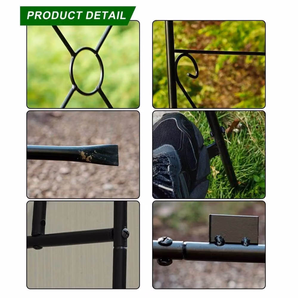Havendro Heavy Duty Metal Garden Arch Climbing Frame in Black, H 240 cm x W 120 cm x D 25 cm – 2