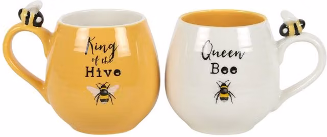 Gloriously Good Bee Happy King and Queen Mug Set, White, 350 ml