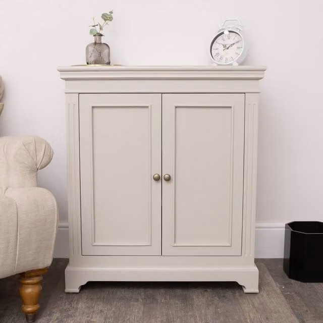 Melody Maison Daventry Two Door Small Sideboard and Shoe Cabinet in Taupe Grey – 1