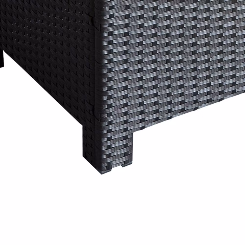 ERGOVEXA Black PE Rattan Coffee Table with Metal and Glass Details – 8