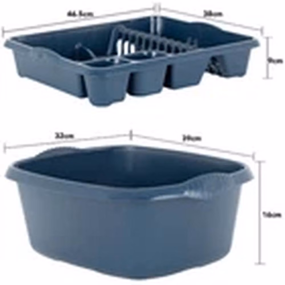 EONLION 2-Piece Blue Plastic Kitchen Set Including Dish Drainer and Washing Up Bowl – 2