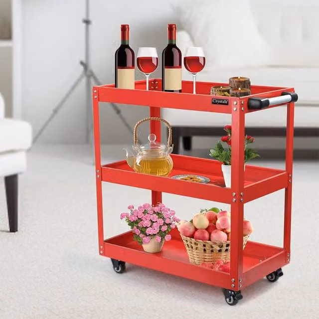 EONLION Heavy Duty Metal Tool Storage Garage Trolley in Red, W: 100 cm, H: 200 cm – 1