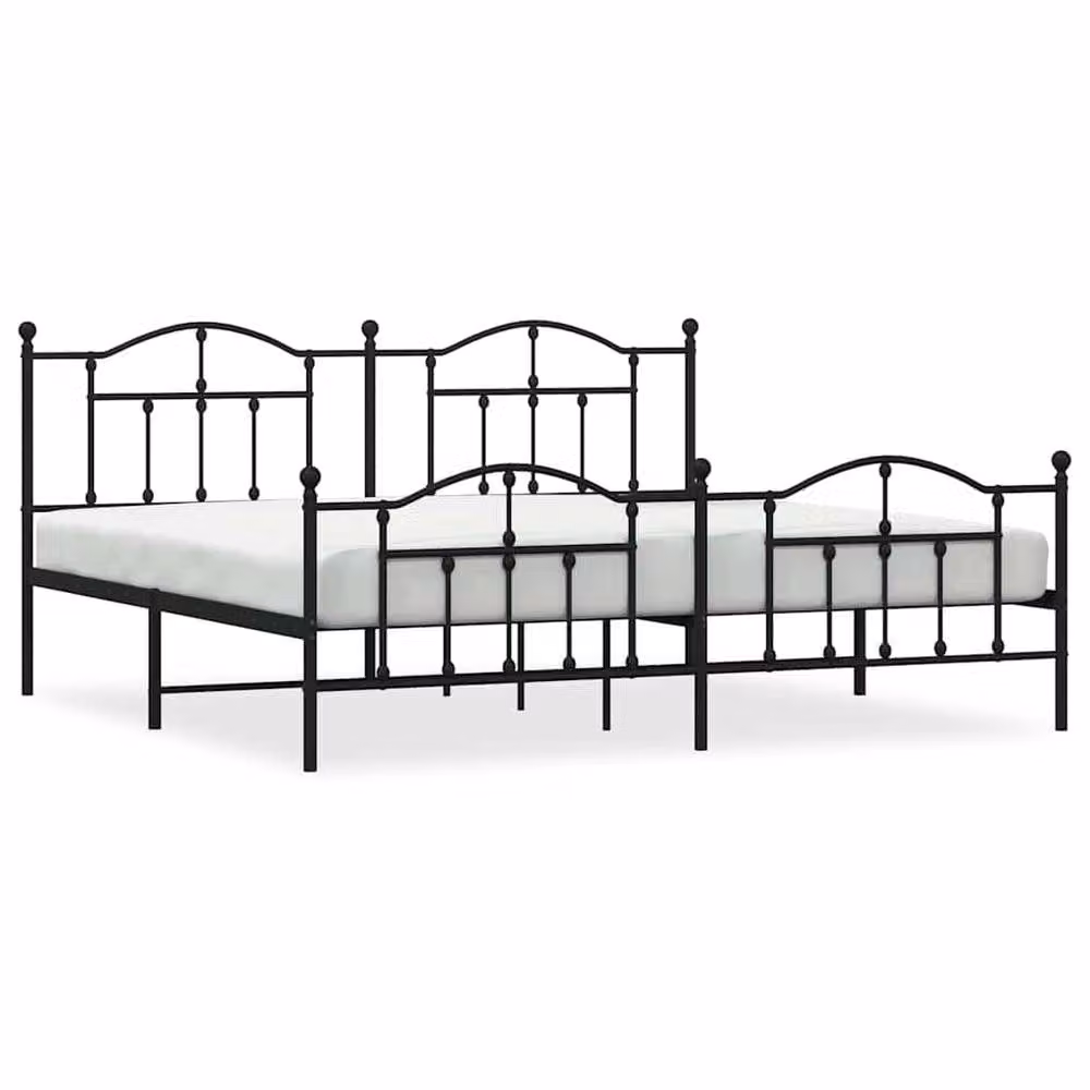 Berkfield Home Metal Bed Frame with Headboard and Footboard in Black – 3