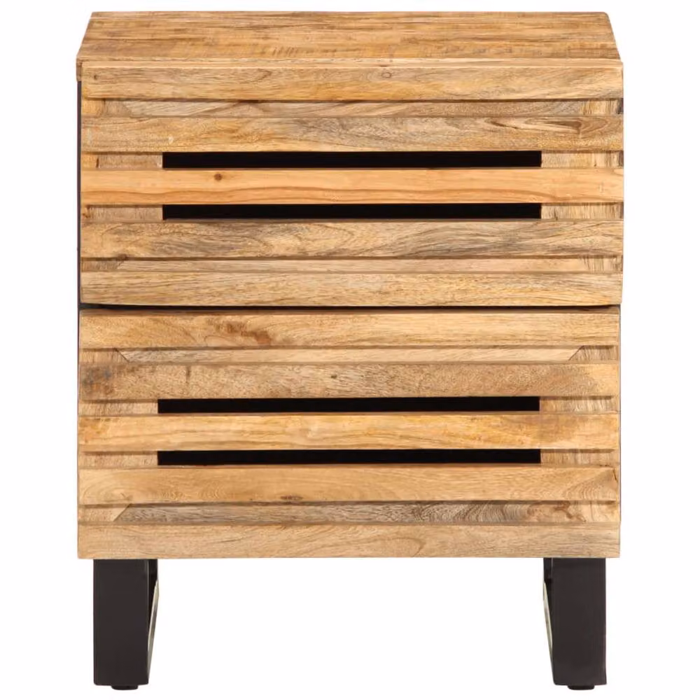Berkfield Home Set of 2 Solid Mango Wood Bedside Cabinets in Brown, W/D/H: 40 x 34 x 46 cm – 3