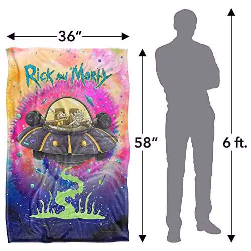 LOGOVISION Rick and Morty Spacial Breakthrough Super Soft Silky Touch Fleece Throw Blanket, Multicolour, W: 91 cm, D: 147 cm – 4