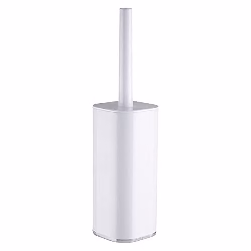 Orsina White and Grey Freestanding Plastic Toilet Brush Holder with Brush, W/D/H: 9 x 9 x 39 cm