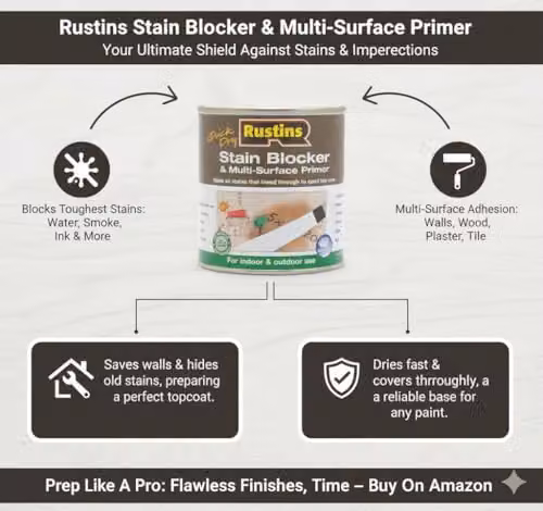 Rustins Quick Dry Water Based Stain Blocker and Multi Surface Primer, 250ml, Clear Matt – 2