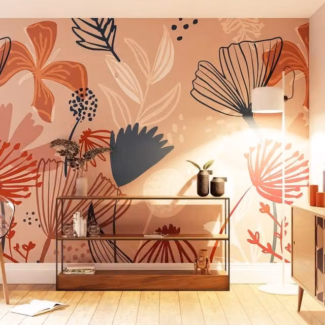 Superfresco Easy Scandi Floral Pink Wall Mural W: 3 m, H: 2.8 m – 1