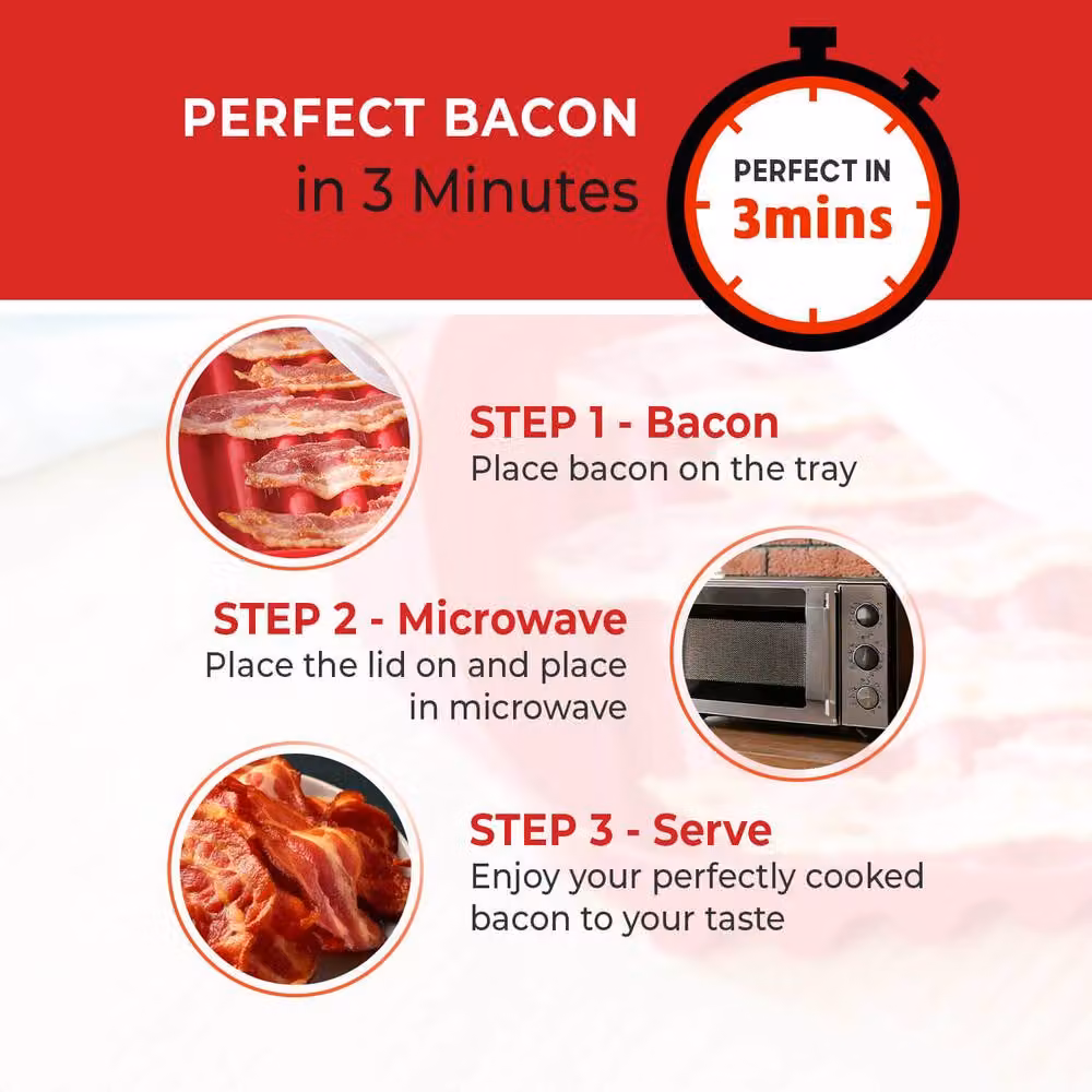 Basilico Red Microwave Lidded Bacon Crisper, Dishwasher Safe – 2