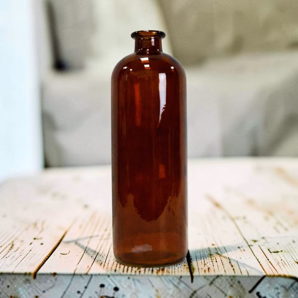 Four Candle Burnt Amber Tall Glass Bottle Vase, Brown, Height: 34 cm – 2