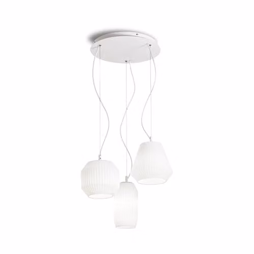Netlighting Origami 3 Light Cluster Glass Ceiling Pendant, White