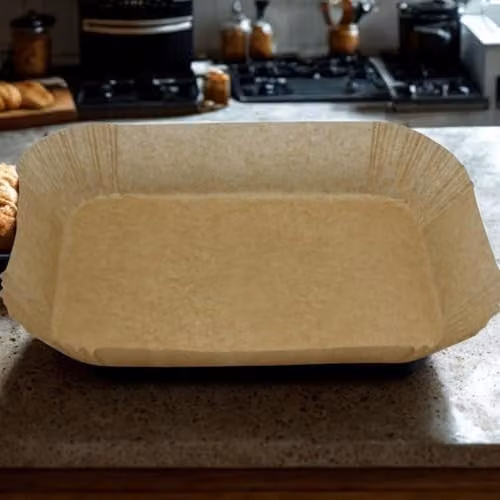 Home Source Disposable Non-Stick Air Fryer Parchment Paper Liners, Brown, 130pcs, W: 22 cm x D: 14 cm – 4