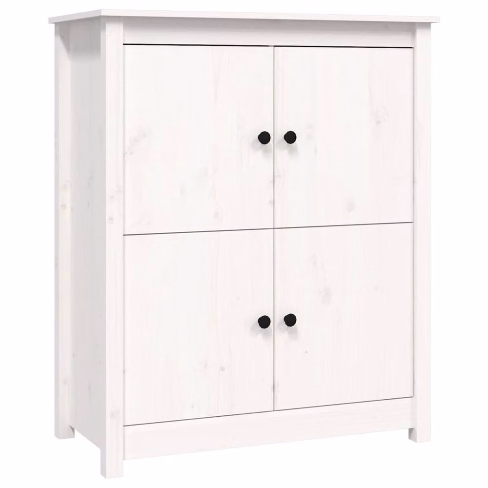 Berkfield Home White Solid Wood Pine Sideboard, W: 83 cm, D: 41.5 cm, H: 100 cm – 2
