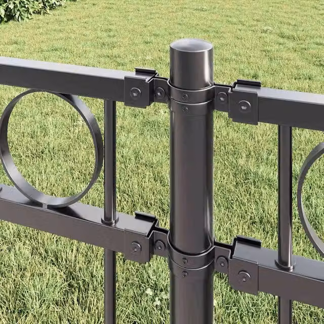 Berkfield Home Modern Metal Fence Panels with Circle Design in Grey, H 170 cm x W 100 cm