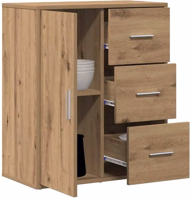 Berkfield Home Artisan Oak Sideboard in Brown, W/D/H: 60 x 31 x 70 cm