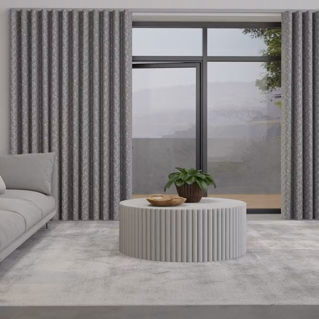 Terrys Leaf Vine Made to Measure Wave Blackout Curtain in Grey Floral Pattern