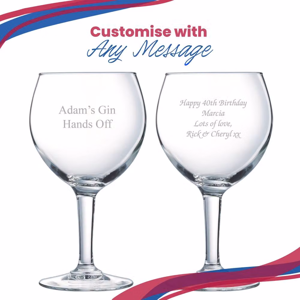 Uniqueful Personalised Engraved Birthday Gin Balloon Cocktail Glass in Clear, 1000ml – 3
