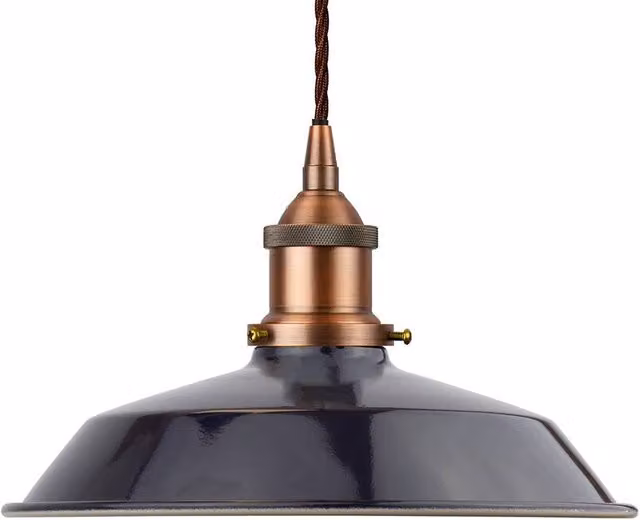 SE Home Trinity Small Metal Pendant Light in Navy Blue and Matt Antique Copper
