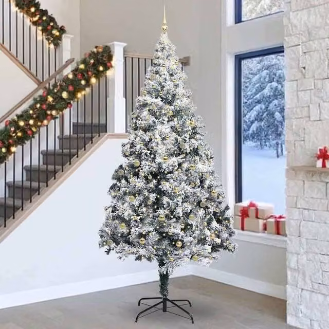 Berkfield Home White PVC Christmas Tree with 300 LEDs and Stand, Height: 300 cm – 1