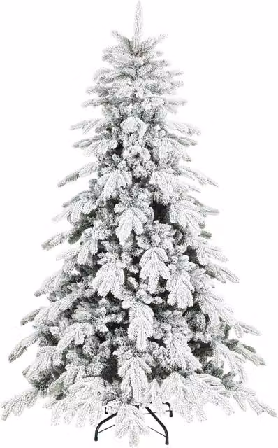 HOMCOM 6ft Super Flocked Christmas Tree in Green and White
