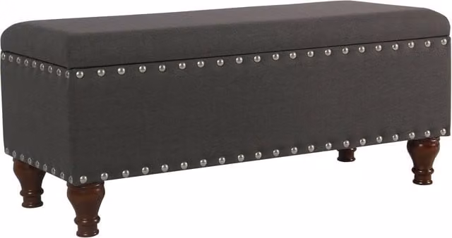 Luxor Living Classic Upholstered Storage Ottoman Bench in Anthracite Grey