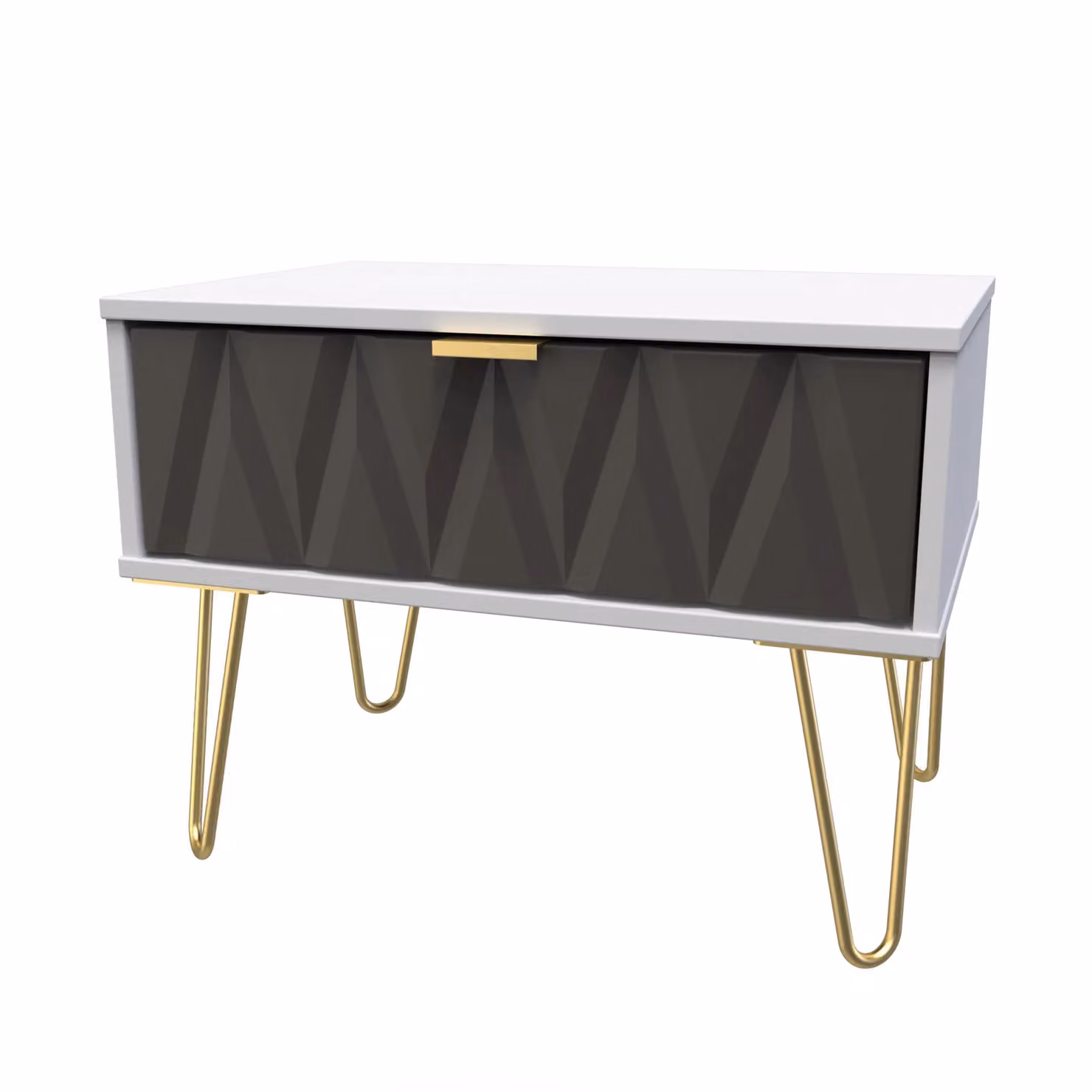 Ready Assembled 2 U Dallas 1 Drawer Wide Side Table in Dark Grey and Gold – 2