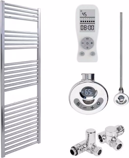Sola SolAire Steel Towel Rail, Silver, Height: 140 cm