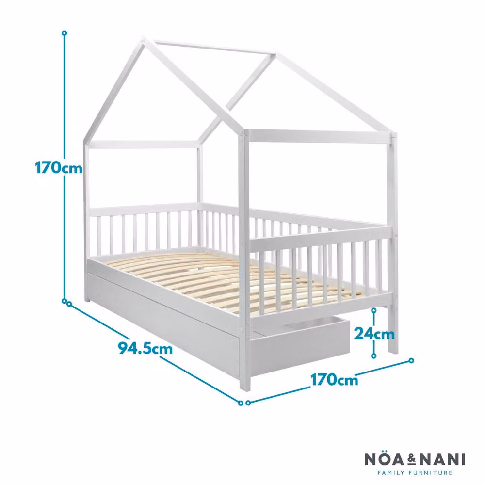 Nöa and Nani Lottie Treehouse Single Day Bed in White Solid Pine Wood – 2