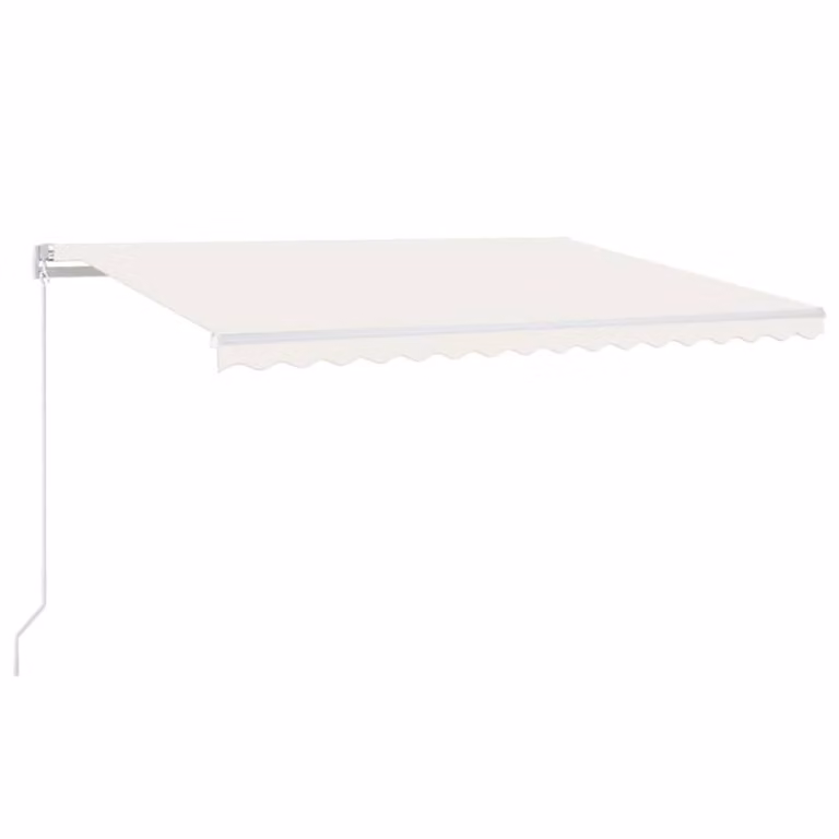 Berkfield Home Manual Retractable Awning with LED, Cream, W: 450 cm, D: 300 cm