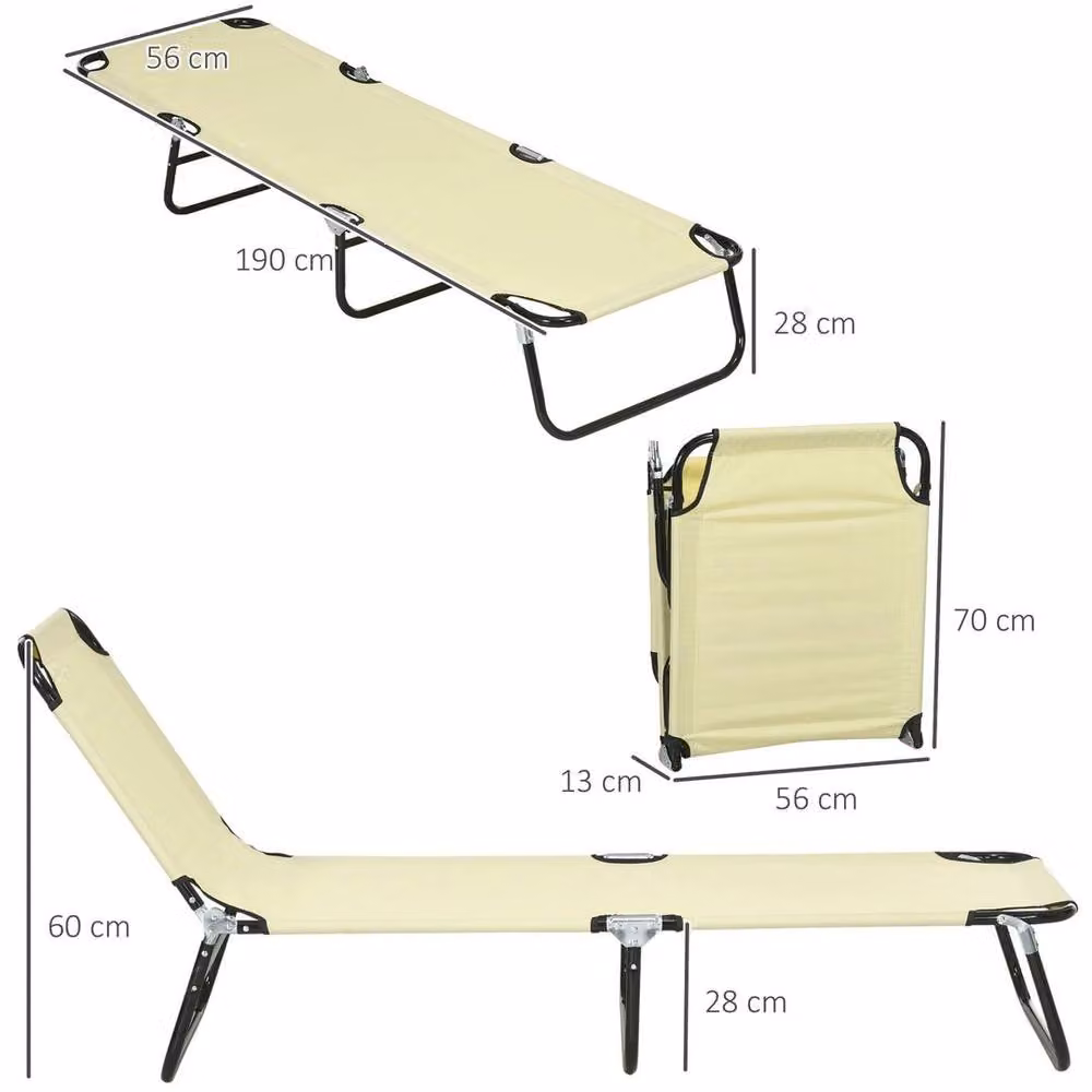 EONLION Set of 2 Folding Sun Loungers in Beige – 2
