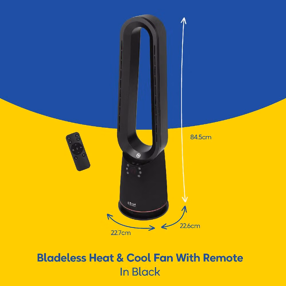 Russell Hobbs 2000W Bladeless Cooling Fan and Heater with Remote Control and Timer in Black, RHBHC2030B – 2