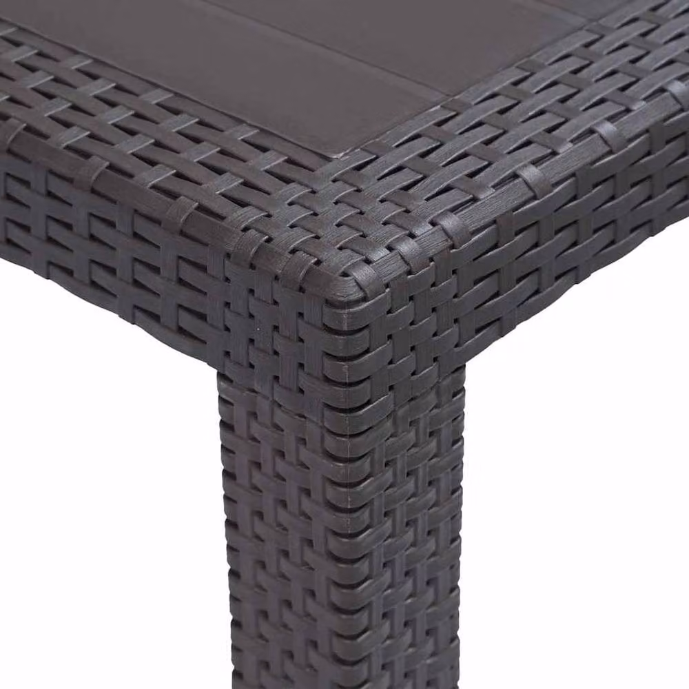Berkfield Home Rectangular Garden Table in Dark Brown Plastic Rattan Look, W/D/H: 220 x 90 x 72 cm – 3