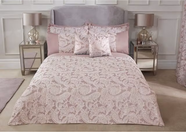 NewEdgeBlinds Duchess Jacquard Duvet Cover in Pink, 90 x 200 cm