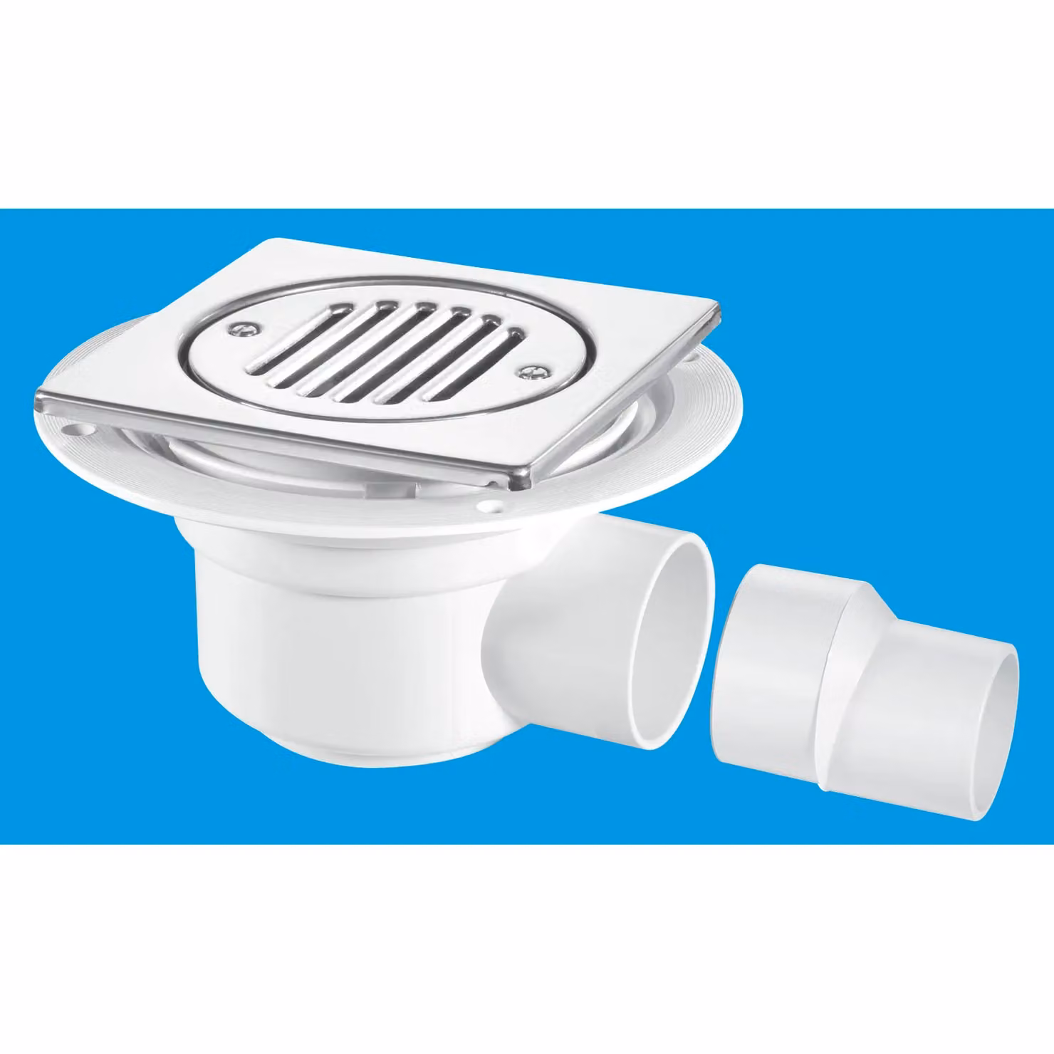 McAlpine TSG50T6SS 50mm Round Water Seal Trapped Gully with White Tile Insert and Stainless Steel Grating – 2