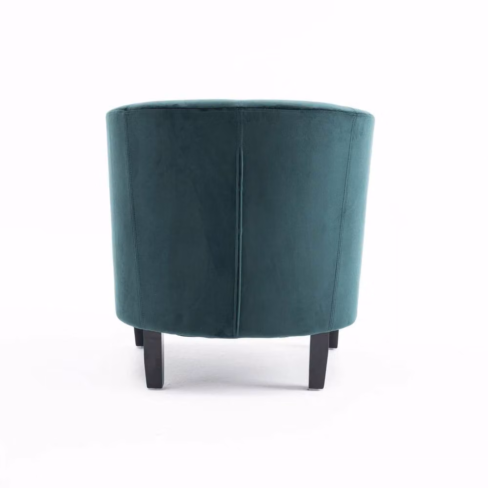 NESTLUNE Dark Green Velvet Tub Chair with Black Legs – 4