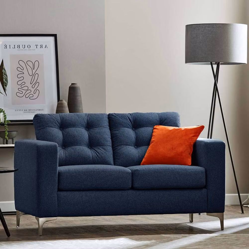 Furnishings For Less UK Smart Hackney Fabric Sofa Suite, 3 Seater and 2 Seater Set in Sapphire Blue or Pewter Grey – 2