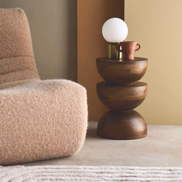 sweeek Mango Wood Round Side Table in Brown, W/D/H: 30 x 30 x 45 cm – 1