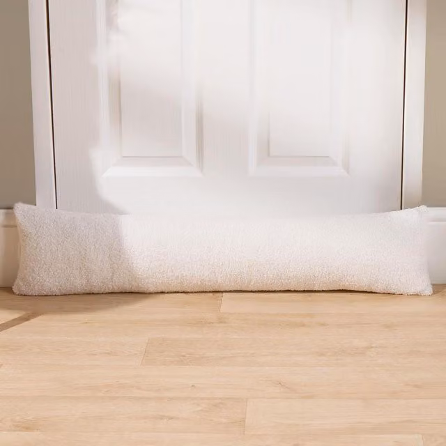 OHS Boucle Textured Door Draught Excluder Draft Insulator in Beige, Yellow or White