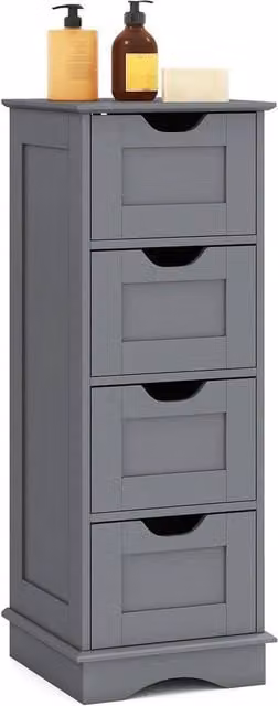 VOGREX Grey Modern Matt Freestanding Narrow Bathroom Storage Cabinet