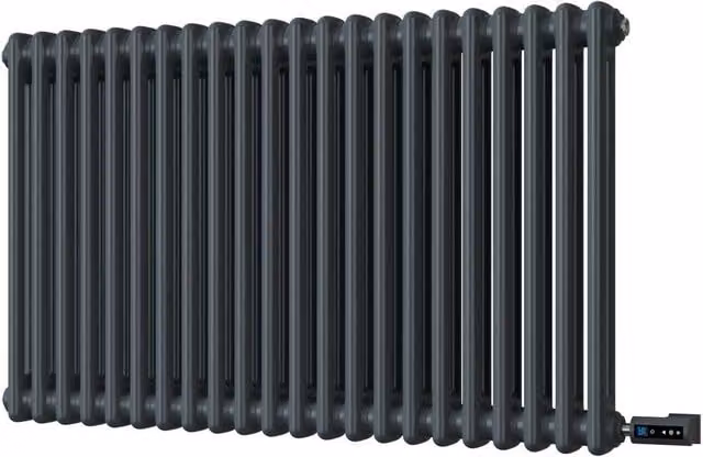 UK Radiators Alpha Electric 2 Column Horizontal Traditional Cast-Iron Style Radiator in Anthracite Grey with WiFi App Control, W: 98.8 cm, H: 60 cm – 1