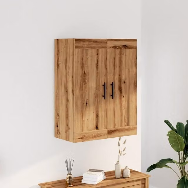 Berkfield Home Artisan Oak Wall Mounted Cabinet in Brown, W/D/H: 69.5 x 34 x 90 cm