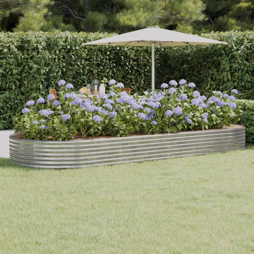 Berkfield Home Garden Silver Powder-coated Steel Raised Bed, W: 373 cm, D: 140 cm, H: 36 cm – 2