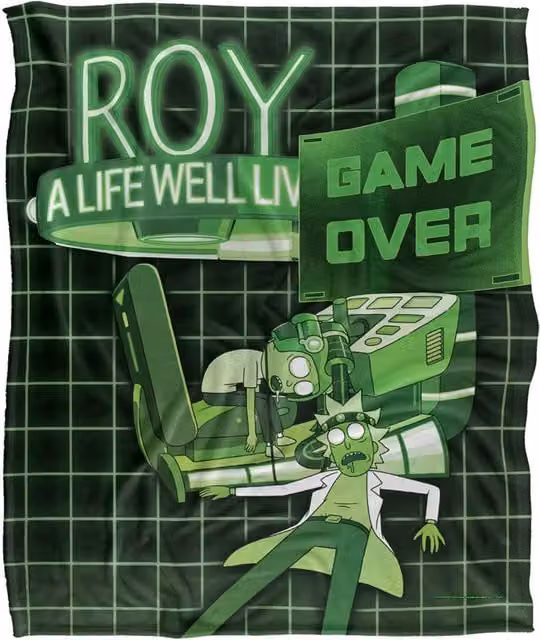 Warner Brothers Rick & Morty Officially Licensed Silky Touch Super Soft Throw Blanket, White and Green, W: 152 cm, D: 127 cm
