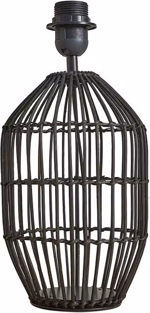 ValueLights Hollins Small Rattan Cylinder Table Lamp in Black, Beige or Gold/Brass